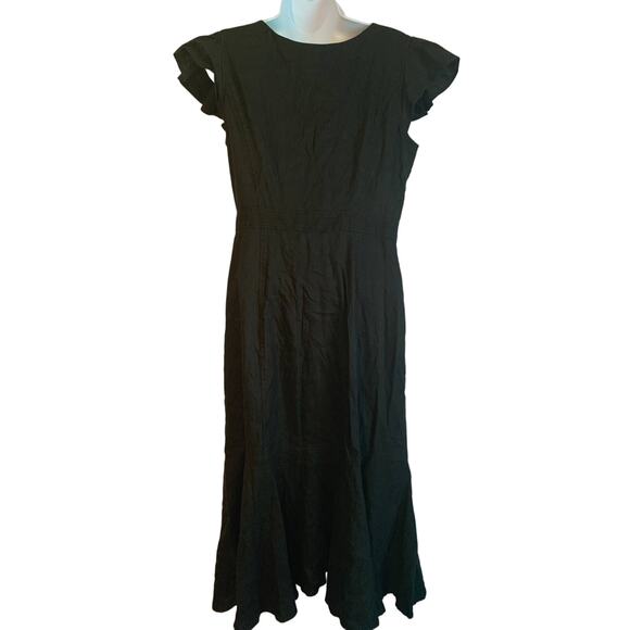 RP Rachel Parcell NWT Nordstrom Black Women's Medium Linen Button Front Dress - Picture 4 of 6